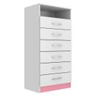 Cômoda 6 Gavetas Cp06r Rosa/Branco - Evidência Móveis