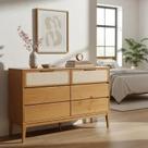 Cômoda 6 Gavetas Madeira Maciça com Telinha Rattan Viena Mel Marrom