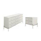Cômoda 6 Gavetas Mesa Cabeceira Jasper Off White Champanhe