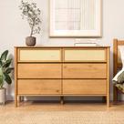 Cômoda 6 Gavetas Quarto Adulto Madeira Rattan Com Pés Elevados Freijó Cefira Cômoda 6 Gavetas Quarto Adulto Madeira Rattan Com Pés Elevados Freijó Cefira