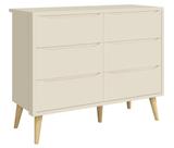 Cômoda 6 Gavetas Théo New Areia Fosco com Natural - MoveisAqui
