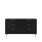 Cômoda 6 Gavetas Yves 135 cm - Preto Fosco c/ Champanhe Cômoda 6 Gavetas Yves 135 cm - Preto Fosco c/ Champanhe