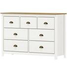 Comoda 7 Gavetas Madeira Maciça 125 Cm 9174 Branco Freijo Milani Store