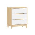 Cômoda 75cm de Largura com 3 gavetas em Madeira e MDF Branco com Carvalho Malva Linha Tomi Quater