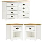 Comoda 8 Gav E 02 Mesas De Cabeceira Madeira Maciça Branco Freijo Milani Store