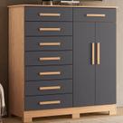 Cômoda 8 Gavetas 2 Portas com Cabideiro Verona Cinza/Nature/Titanium Cômoda 8 Gavetas 2 Portas com Cabideiro Verona Cinza/Nature/Titanium