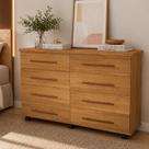 Cômoda 8 Gavetas Primus Jade Mel Luxo com Rodinhas Alta Capacidade Ideal para Organização do Quarto