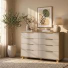 Cômoda 8 Gavetas Quarto Organizadora Multiuso Design Moderno Nature Fendi