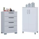 Cômoda 867 4 Gavetas com Armário Multiuso 2 Portas Pequeno Branco Brilho - Poquema Cômoda 867 4 Gavetas com Armário Multiuso 2 Portas Pequeno Branco Brilho - Poquema