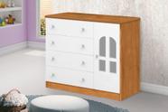 Cômoda AL 4 Gavetas e 1 Porta Com Detalhes em Acrílico e Prateleira Interna Cor Branco/Nature