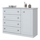 Cômoda Americana 4 Gavetas 1 Porta Henn - Branco HP Fosco