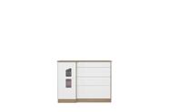 Cômoda Amore c/porta e 4 gavetas Carvalho/Branco para Quarto Infantil - Qmovi