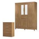 Cômoda Astral e Guarda Roupa Casal Munique Amêndola Touch com Espelho - Demóbile Cômoda Astral e Guarda Roupa Casal Munique Amêndola Touch com Espelho - Demóbile