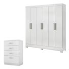 Cômoda Astral E Guarda Roupa Casal Prático Branco - Demóbile