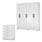 Cômoda Astral e Guarda Roupa Casal Verso Branco - Demóbile