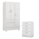 Cômoda Astral E Guarda Roupa Solteiro Branco - Demóbile