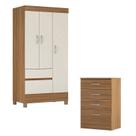 Cômoda Astral e Guarda Roupa Solteiro Wind Amêndola Off White - Demóbile Cômoda Astral e Guarda Roupa Solteiro Wind Amêndola Off White - Demóbile