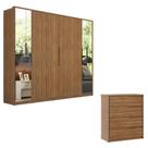 Cômoda Atria E Guarda Roupa Casal Atrice 6 Portas 2 Portas Em Espelho Amendola - Demartêz
