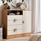Cômoda Aurora 4 Gavetas E 1 Porta Com Nicho Puxador Dourado Multiuso Para Quarto Ou Sala