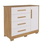 Cômoda Bebê Charlo 04 gavetas 01 porta lisa 100 % MDF Peroba - Cômoda Bebê Charlo 04 gavetas 01 porta lisa 100 % MDF Peroba -