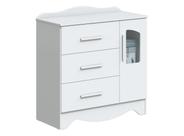 Cômoda Bebê Moveis Peroba Lisi 03 gavetas 01 porta MDF