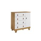 Cômoda Bebê Pingo 4 gavetas 1 Porta com Tela 100% MDF Peroba -