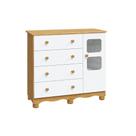 Cômoda Bebê Uli c/ 1 Porta Cristal e 4 Gavetas Branco/Amendoa - Peroba