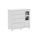 Cômoda Bebê Uli c/ 1 Porta Cristal e 4 Gavetas Branco - Peroba