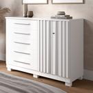 Cômoda Bella 2 Portas 5 Gavetas 100% Mdf Ripado Branco - Acp Móveis