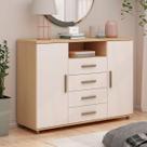 Cômoda Berlim 2 Portas 4 Gavetas Freijo/White Laca - Genialflex Cômoda Berlim 2 Portas 4 Gavetas Freijo/White Laca - Genialflex