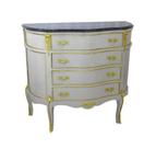 Cômoda Bombê Branco Ornamentada Bronze Marmore Preto Luxo