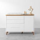 Cômoda Boom 4 Gavetas e 1 Porta - Branco Fosco e Savana Cômoda Boom 4 Gavetas e 1 Porta - Branco Fosco e Savana