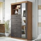 Cômoda Califórnia 1 Porta 6 Gavetas Jatoba/Grafite - Pnr Móveis Cômoda Califórnia 1 Porta 6 Gavetas Jatoba/Grafite - Pnr Móveis