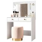 Cômoda Camarim Ideal 90cm 2 Gavetas com Espelho e Luminárias de LED Branco Moval