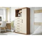 Cômoda Casal Marabá 1.6 c/ 1 Porta 2 Nichos e 6 Gavetas jatoba/Areia - Santos Andirá