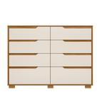 Comoda Casal Quarto Georgia 8 Gavetas Freijo com Off White - Moval