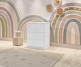 Cômoda CAT Linha Infantil 3 Gavetas Com Puxadores Cromados Cor Branco