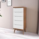 Cômoda Celeste com 5 Gavetas - Pinhão/Branco