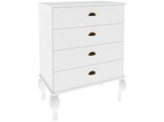 Cômoda clássica 4 gavetas - Branco