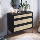 Cômoda Com 03 Gavetas Para Quarto Closet Industrial Indy A03 Nero Dourado - Lyam Decor Cômoda Com 03 Gavetas Para Quarto Closet Industrial Indy A03 Nero Dourado - Lyam Decor