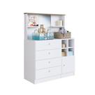 Comoda Com 4 Gavetas, Porta E Espelho House Branco