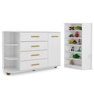 Cômoda com Cantoneira Laura e Armário Multiuso Bell Branco - Mpozenato