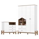 Cômoda Com Guarda Roupa 4 Portas Ternura Branco Jequitibá - Henn