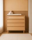 Cômoda com Palhinha Natural Tela Rattan 4 gavetas Paglia MDF Carvalho Malva