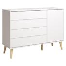 Cômoda com Porta Retrô Elfe Branco Acetinado Natural - Reller
