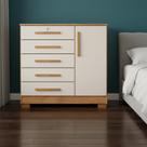 Cômoda Complex 5 Gavetas 1 Porta Mdf Mdp Corrediças Telescópicas Branco Repleta Comercial