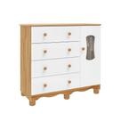 Cômoda de Bebê 1 Porta com Janela e 4 Gavetas 100% MDF Lana Espresso Móveis Branco Brilho/Amêndoa