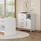 Cômoda de Bebê 100% MDF 1 porta 4 Gavetas Duda Branco/Amadeirado