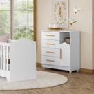 Cômoda de Bebê 100% Mdf 1 Porta 4 Gavetas Duda