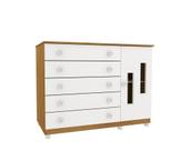 Cômoda De Bebê 100% MDF 5 Gavetas 1 Porta com pés Evolution Tcil